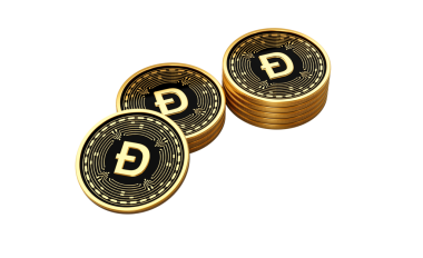 Parlak Altın Kripto Para Yığını Dogecoin Yuvarlak Sikkeler Yığını 3D Resimler