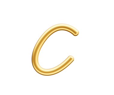 3d Altın Parlak Harf C Alfabesi C Yuvarlak Şişirilebilir Yazı Tipi 3d Görüntü