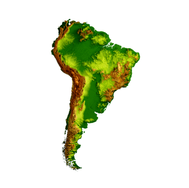 Güney Amerika Haritalı Gölgeli Yardım Rengi Yükseklik Haritası Mavi 3d Görüntü