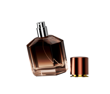 Zarif Amber Cilalanmış Cam Parfüm Şişesi Açık Cilalı 3 boyutlu Görüntü