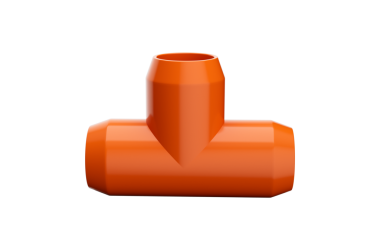 PVC Turuncu Boru Uyumu, PVC Üç yönlü boru eklem üç boyutlu illüstrasyon