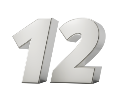 Gümüş 3D numara 12 12. 3d illüstrasyon