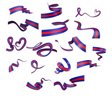 Kamboçya 'nın Farklı Tarzı Soyut Bayraklar Beyaz Arkaplanda 3D Görüntü