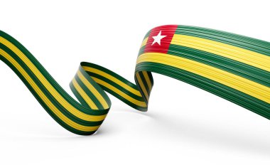 Togo 'nun 3d Bayrağı Parlayan Togo Kurdelesi Beyaz Arkaplanda İzole Edildi 3d Görüntü