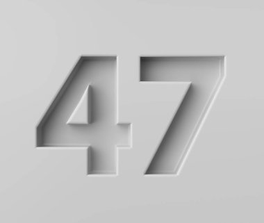 Parlak Beyaz Numara 47 Kurnaz Gölge Arkaplan 3 Boyutlu Görüntü Kabartması