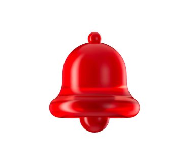 3 boyutlu kırmızı çan simgesi, parlak, pürüzsüz bir son ve içinde bir alkış. 3B Görüntü.