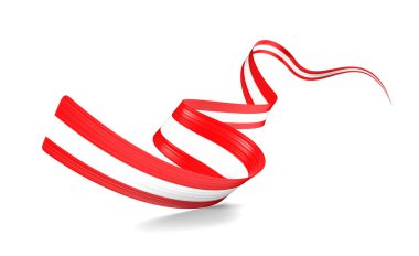 Avusturya 'nın 3d Bayrağı 3d Parlak Avusturya Bayrağı Beyaz Arkaplanda Sallanan 3d Görüntü