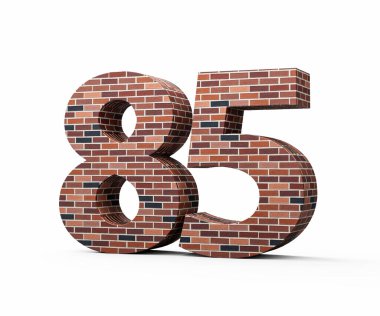 Tuğla Duvarı Numara 85 85 Renkli Tuğla Duvarı 3D Görüntü