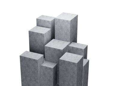 3D Dokuz Gri Boş Beton Podyumu Beyaz Arkaplanda İzole Edildi, 3 boyutlu illüstrasyon