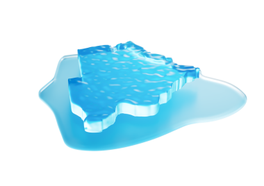 Botswana 'nın Su Buzu Küresel Isınma Haritası. Derin mavi suda eriyen buzullar.