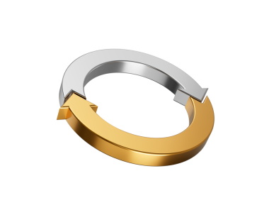 Gümüş ve Altın Yuvarlak Saat Yönünde Ok Dönüşümü Geri Dönüşüm Aralıksız Dönüşü 3 boyutlu İllüstrasyon