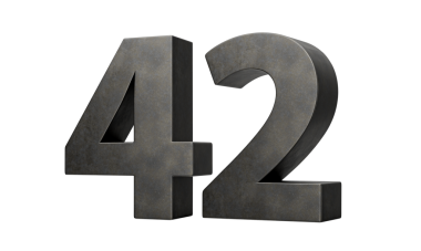 Kırk iki numara 42 haneli Gri Düz Döküm Demir 3 boyutlu Görüntü