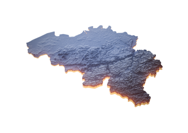 Aydınlatılmış Belçika Veri Haritası Coğrafi Özellikleri Vurguluyor Neon Işığı 3B Görüntü