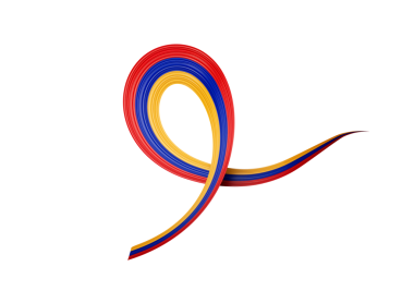 3D Ermenistan Bayrağı Parlak Dalgalı Farkındalık Kurdelesi 3D Görüntü