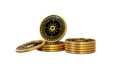 3D Altın Kripto Para Yığını Cardano Yuvarlak Paralar Yığını 3D İllüstrasyon