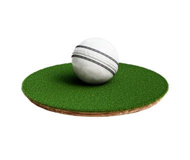 3D Deri Dikişli ODI Kriket Topu Yuvarlak Yeşil Çimen Sahası 3D Görüntü