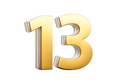 3 Boyutlu Altın Parlak 13 numara Gümüş Çizgili 3 Boyutlu Görüntü