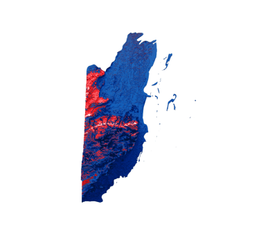 Kırmızı ve Mavi Renkli Yardım Haritası 3d illüstrasyonlu Belize Haritası