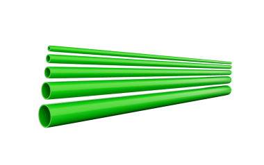 3D Parlak Yeşil PVC Borular Farklı Çaplarda Tesisat Konsepti 3B