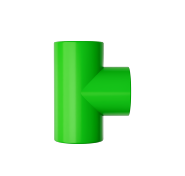 3D PVC Tee Üç Yönlü Boru Bağlantısı Siyah 3D Görüntü