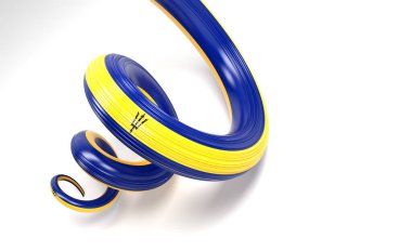 Barbados 'un 3d Bayrağı 3d Beyaz Arkaplan 3d Görüntü Üzerine Barbados' un Sarmal Parlak Kurdelesi