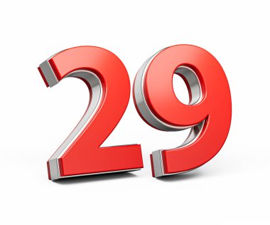 Kalın Kırmızı 29 numara Metalik Arkaplanda 3 boyutlu Görüntü