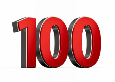 Kalın Kırmızı Yüz Numara Parlak Metalik Beyaz Arkaplan 3D Görüntü