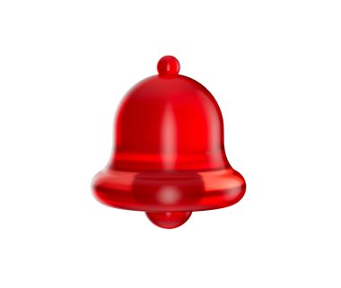 3 boyutlu kırmızı çan simgesi, parlak, pürüzsüz bir son ve içinde bir alkış. 3B Görüntü.