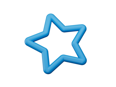 Mavi yıldız. 3 boyutlu görüntüleme. Şirin, yumuşak yıldız. asgari tasarım