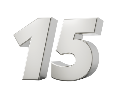 Gümüş 3D numara 15 15. 3d illüstrasyon