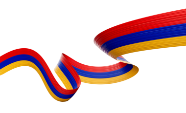 3d Ermenistan Bayrağı 3d Dalgalı Parlak Ermenistan Kurdelesi Beyaz Arkaplanda İzole Edildi 3d Görüntü