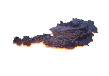 Avusturya Haritası Tek Renkli ve Kusursuz Şekil 3B Görüntü Üzerinde Neon Parıltısı