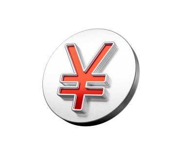 Canlı Japon Yen Para Birimi Sembolü Metalik Gümüş Disk Simgesi 3D Görüntü
