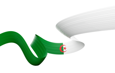 3d Cezayir Bayrağı 3d Dalgalı Parlak Cezayir Kurdelesi Gri 3d Görüntü