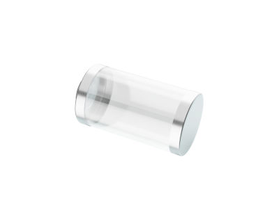 Cyan 3d Görüntü Üzerine Gri Metal Kapaklı Şeffaf Boş Cam Batarya Hücresi