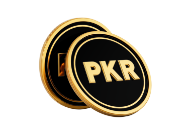 Parlak Altın ve Siyah İki Yuvarlak Pakistanlı Rupi PKR Paralar 3D Görüntü