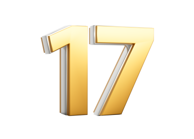 3 Boyutlu Altın Parlak 17 Numara Gümüş Dış Çizgili 17 numara