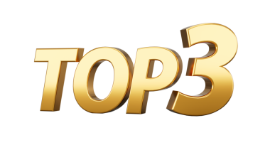 İlk üç. 3d Top 3 altın metin. 3d illüstrasyon.