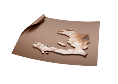 Haiti 'nin Eski Tarz Kahverengisinin Haritası Açılmamış Harita Kağıt Kağıt Kağıt Kağıt Tabaka 3D İllüstrasyon