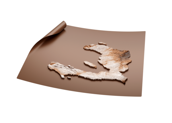 Haiti 'nin Eski Tarz Kahverengisinin Haritası Açılmamış Harita Kağıt Kağıt Kağıt Kağıt Tabaka 3D İllüstrasyon