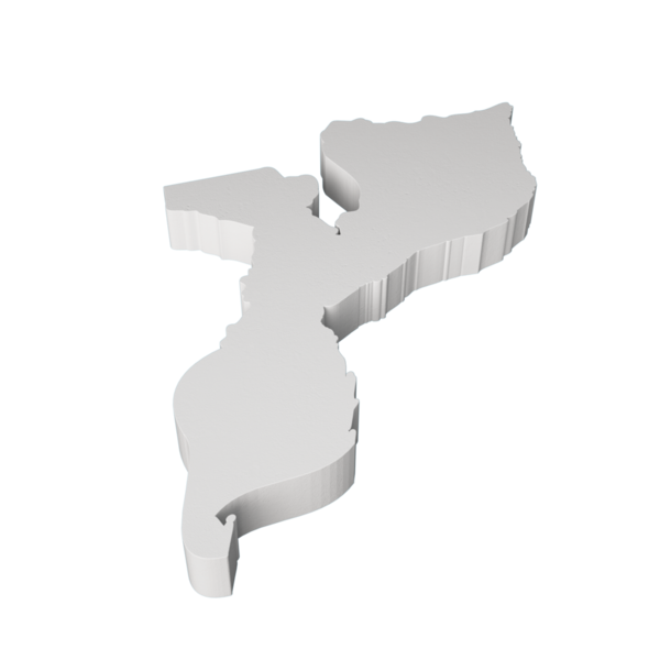 Mozambik 3B harita coğrafya ve topoloji haritası 3D illüstrasyon