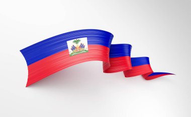 3d Haiti bayrağı 3d Sallanan kıvrımlı kurdele Beyaz Arkaplanda izole edilmiş 3d Görüntü