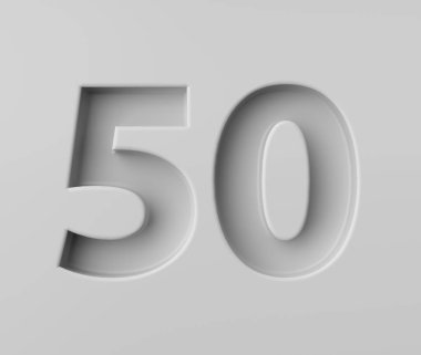 Parlak Beyaz, 50 numara. Üstü kapalı, gölgesi gri, arka planı 3 boyutlu, resimli.