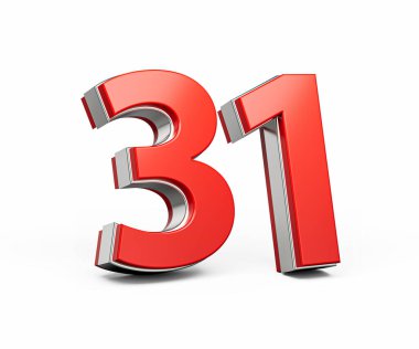 Kalın Kırmızı 31. numara Metalik Arkaplan 3D Görüntü