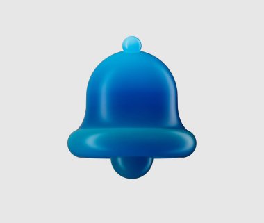 3D parlak mavi çan simgesi, uyarıları, uyarıları veya hatırlatıcıları sembolize ediyor. 3d illüstrasyon