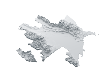 Azerbaycan Haritası Gri ve Gölgeli Yardım Haritası 3 boyutlu Görüntü