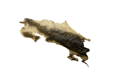 Kosta Rika Altın Metalik Doku Haritası Altın Rezervleri ve Altın Madencilik Konsepti 3B İllüstrasyon