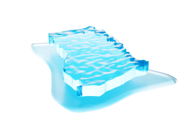 Gana Küresel Isınma Buzulunun Su Haritası Derin Okyanusta Eriyen Buzul Mavi Su 3D Görüntü