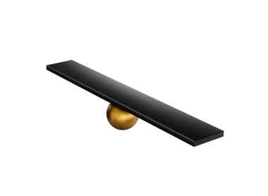 Siyah Dengeli Tahterevalli Parlak Altın Dayanak Koz ve Eşitlik 3 boyutlu İllüstrasyonunu Sembolize eder