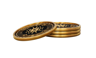 3D Altın Kripto Para Yığını Cardano Yuvarlak Paralar Yığını 3D İllüstrasyon